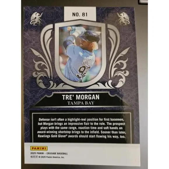 2025 Panini Crusade BLUE Tre Morgan #81 - Tampa Bay Rays - Picture 2 of 2